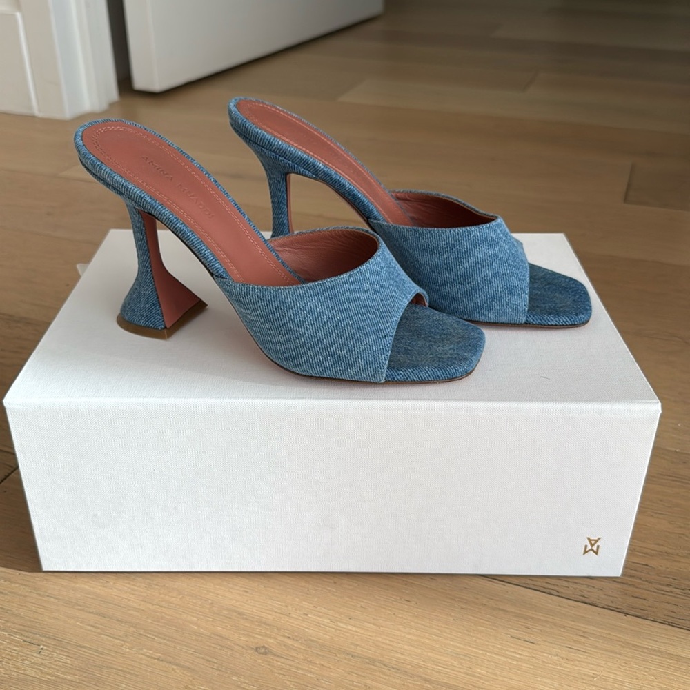 Amina Muaddi Lupita Denim Pumps